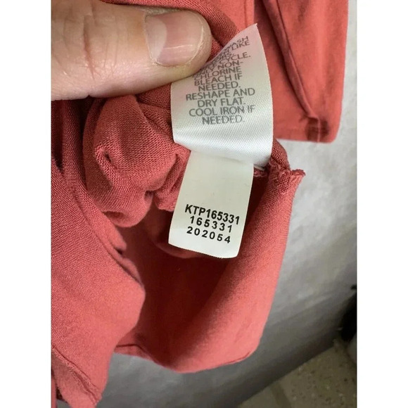 J Jill Tunic Shirt Womens Medium Pink Coral Wearever Collection Faux Wrap 3/4Slv - Picture 9 of 12